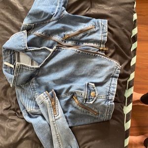 Jeans jacket, free people , blue denim, xs, bomber